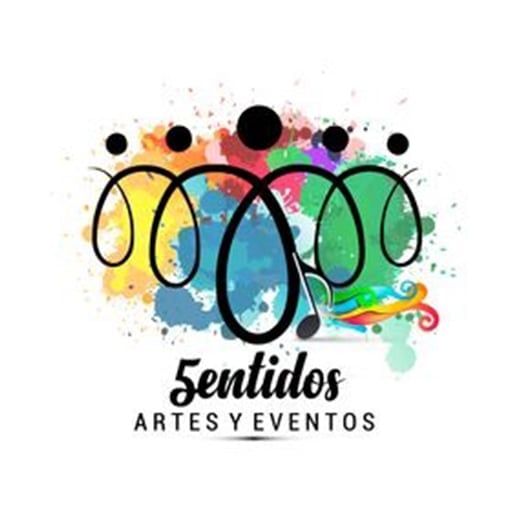 Colorful logo for Sentilos Artes y Eventos featuring abstract artistic design with watercolor splashes and decorative elements
